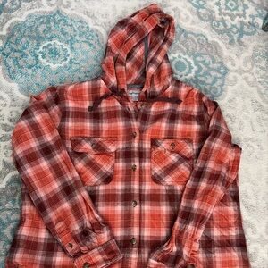Carhartt Button Down Shirt Top Womens XL 16/18 Hooded Flannel Long Sleeve